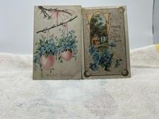 Lot 2 Vintage EASTER Postcards Flowers Embossed 1908 & 1909 Both To Same Person