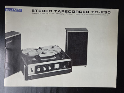 Vintage Manual  SONY TC-230 Stereo Tapecorder Reel-To-Reel Instruction Booklet
