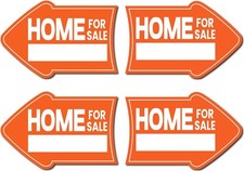Pack of 4 Home for Sale Sign with Stakes - 12x8 inch Double Sided Home for Sa...