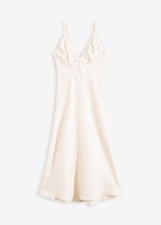 Maxikleid aus fließendem Satin Gr. 34 Champagner Maxi-Kleid Abendkleid Neu*