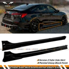 For 22-26 Honda Civic Sedan Hatchback Yofer V2 Gloss Black Side Skirt Extension