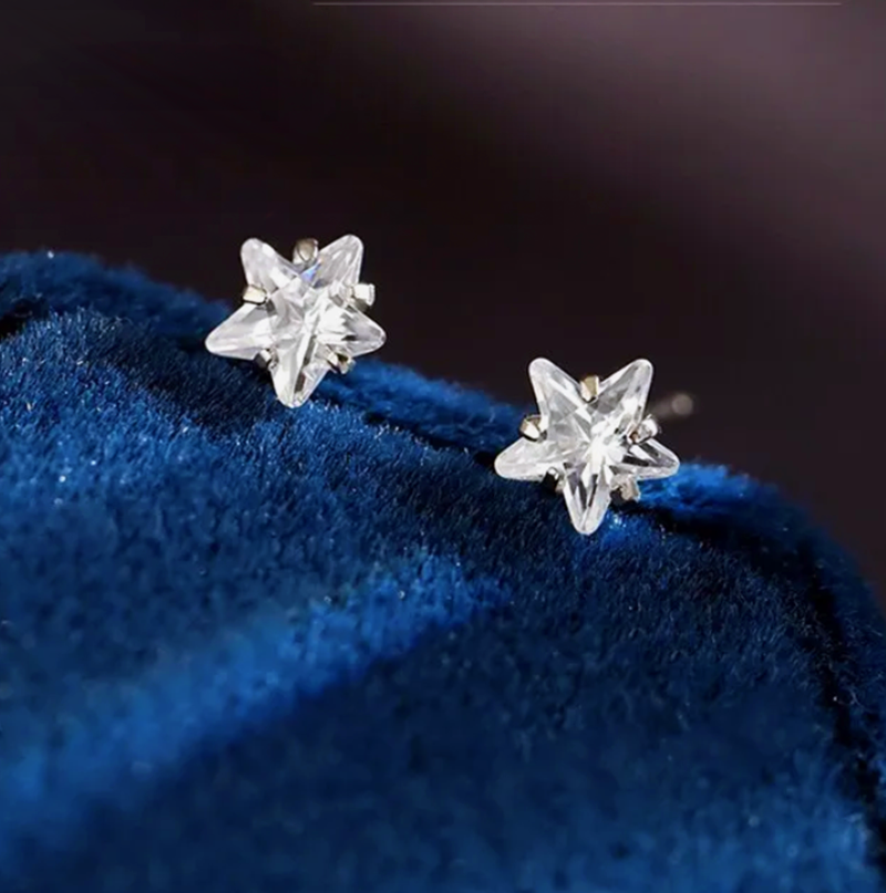 925 Sterling Silver Crystal Star Ear Stud Earrings Jewellery 925 Sterling Silver Crystal Star Ear Stud Earrings Jewellery
