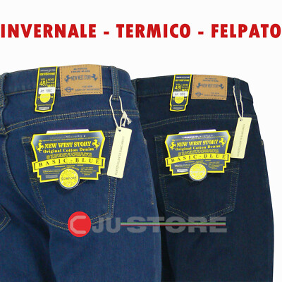 Jeans uomo New story pantalone cotone denim invernale FODERATO