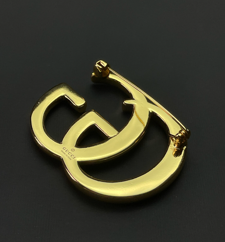 Gucci Wonderful Vintage Gold Brooch GG Logo - Picture 9 of 11