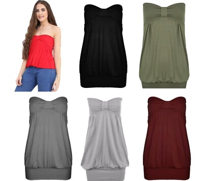 Trägerloses lässiges Sommer-Bandeau-Boobtube-Top für Damen Übergröße vorne Knoten