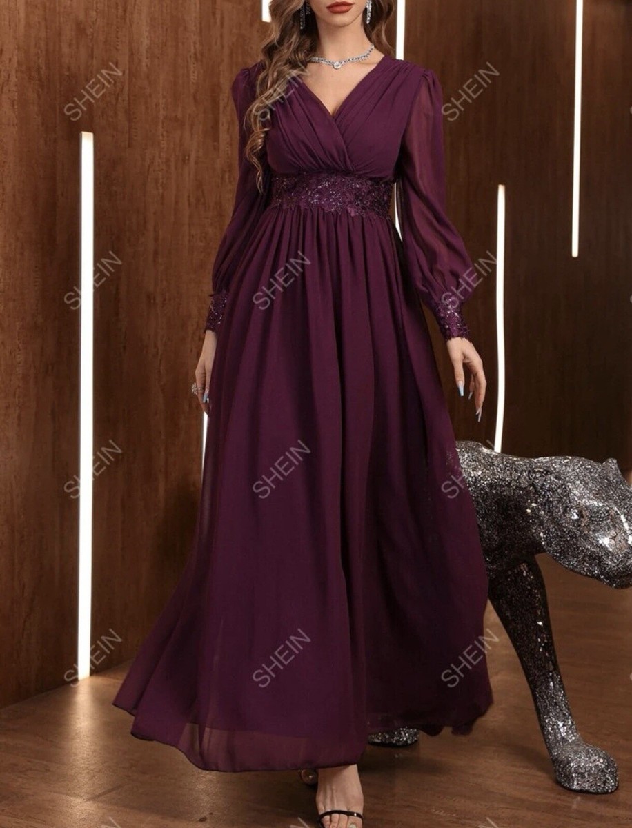 Petite Dresses Gap Party Dresses Women's Long Prom Shein Purple Dress Long  Sleeve Chiffon Party Wedding