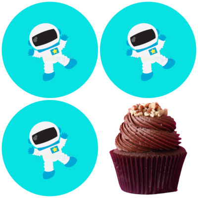 Astronaut eßbar Muffin Tortenbild Party Deko Geburtstag Weltall Nasa Weltraum