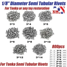 800x For Tonka Semi Tubular Rivets 1/8" Diameter Super Assortment Toy Parts US