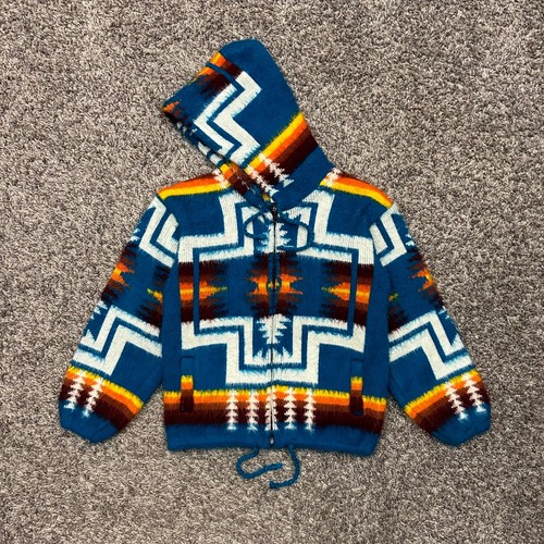Vtg Alpaca Wool Hoodie Southwestern Jacket Full Zip Harding 80s 90s Youth Kids - Picture 11 of 11