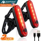 2PCS USB Rechargeable LED Bike Tail Light Bicycle Rear Cycling Safety Flashlight