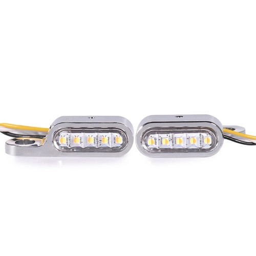 2PCS Motorcycle LED Turn Signal Lights Handlebar 12V Mini Indicator Lamp Touring