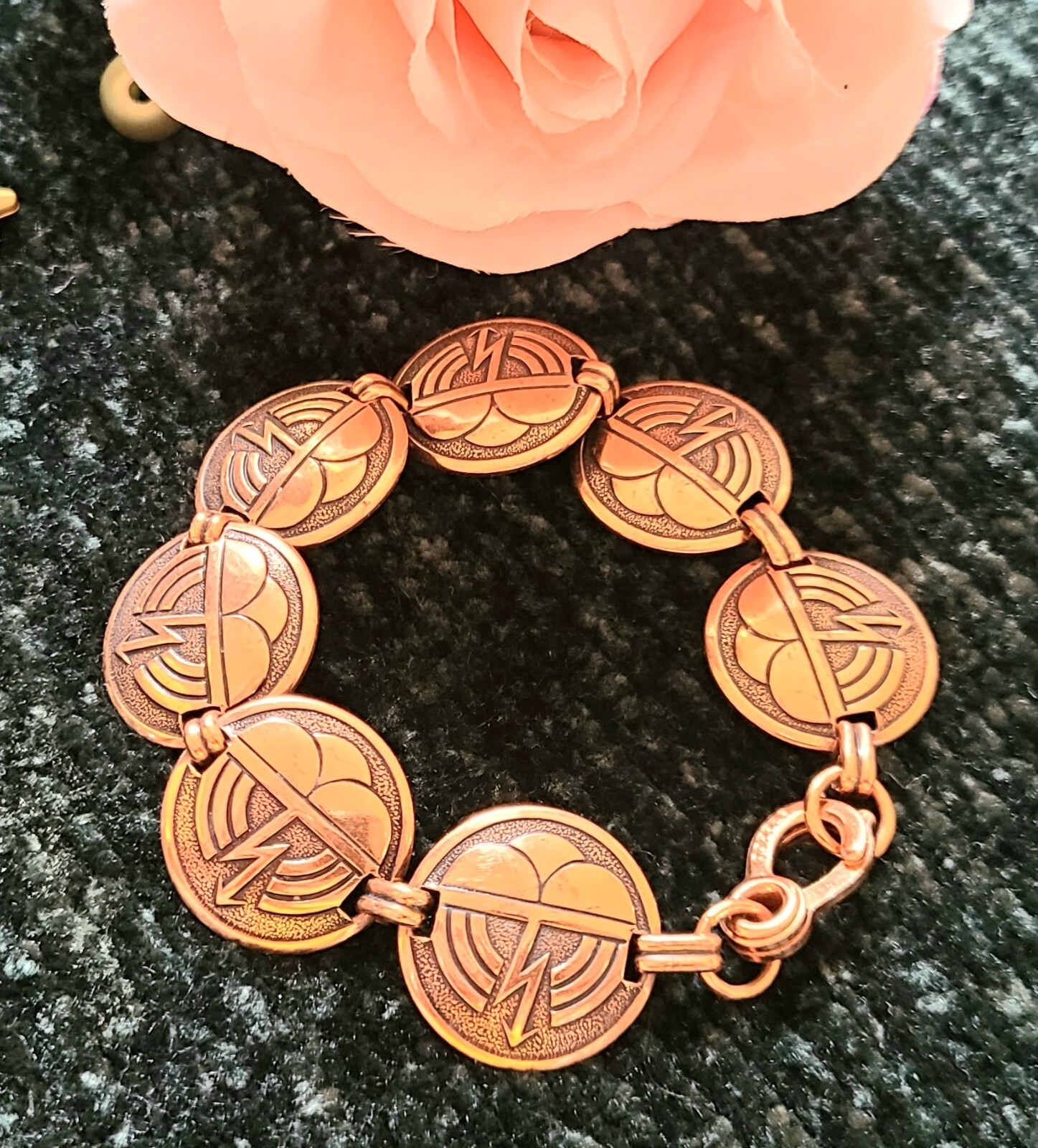 Vintage- 8" long - Solid Copper - Link/Panel Brac… - image 4