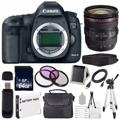 Canon EOD 5D III Digital Camera International Model No Warranty + Canon EF...