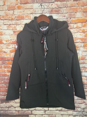 Canada Weather Gear Softshell Longline Hooded Jacket Black Women s Size Small