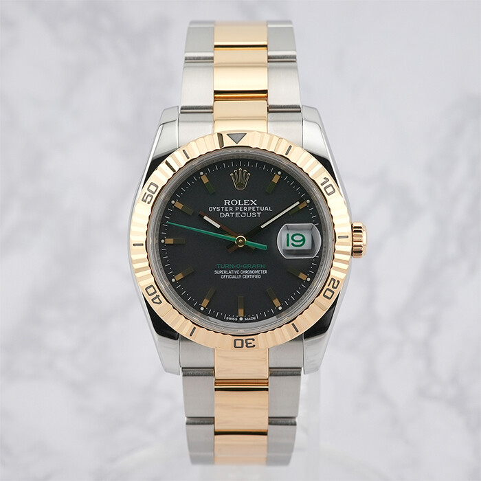 ROLEX Datejust Turn O Graph 116263 Black Dial Box/Paper SN