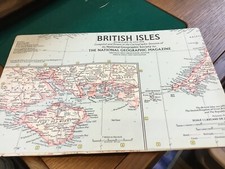VINTAGE NATIONAL GEOGRAPHIC MAPS  BRITISH ISLES JULY  1958