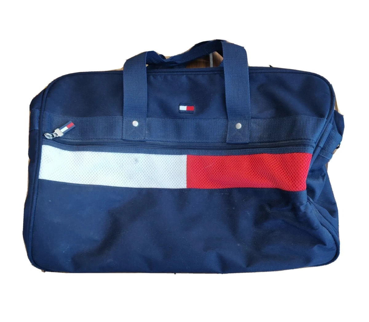 Tommy Hilfiger Duffle Bag Navy Blue Zipper Pockets 19 inch x 13 inch | eBay