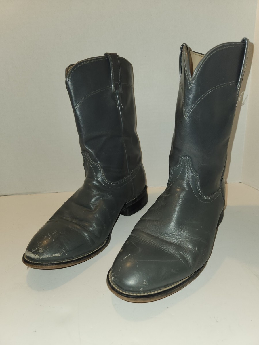 Laredo Gray Leather Roper Cowboy Western Boots Men Sz 10EE  display picture 3