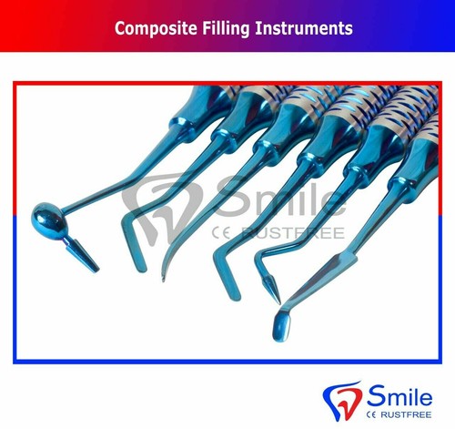 6 Pcs Dental Composite Filling Instrument Blue Titanium Coated Restorative Kit - Picture 2 of 4