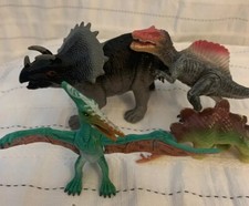 Toy Dinosaurs Lot- 4 Piece Triceratops Pterosaur Spinosaurus and Another