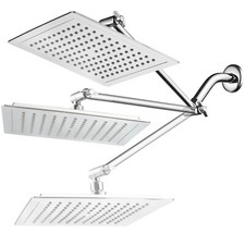 AquaSpa 9'' Chrome Square Rain Shower Head w/ 11 Inch Adjustable Extension Arm