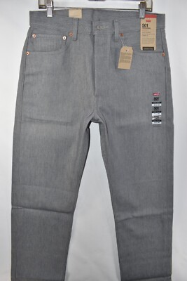 New Levi's 501 Shrink To Fit Original Straight Rigid Gray Jeans