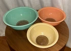 PYREX 3 Piece VINTAGE Pastel Colors Southwest Mixing Bowl Set Clear Bottoms