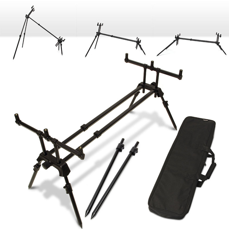 NGT Carp Fishing Dual Line Plus Pod 3 Rod Buzz Bar Adjustable Legs And Case