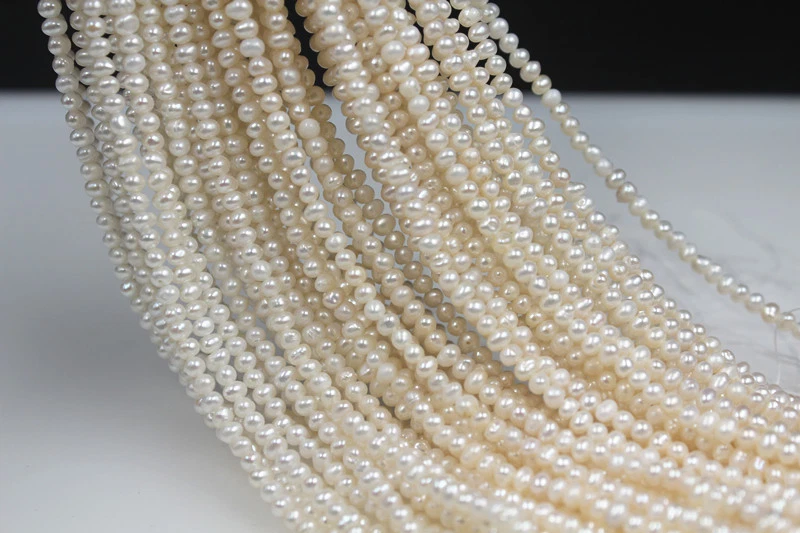 Hágalo usted mismo 3 mm Natural Blanco Perla de Agua Dulce Suelta Cuentas Sr. 14" Foto 3 de 4