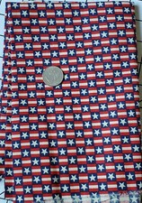 3/8 yd Patriotic Flag Stars  Stripes Squares Folk Art Quilt Sewing Fabric