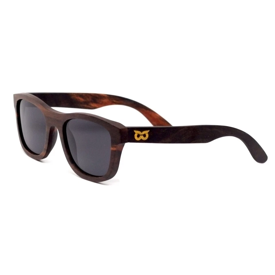 Gafas de sol polarizadas con marco cuadrado de madera unisex hechas a mano madera de ébano sostenible Foto 4 de 4