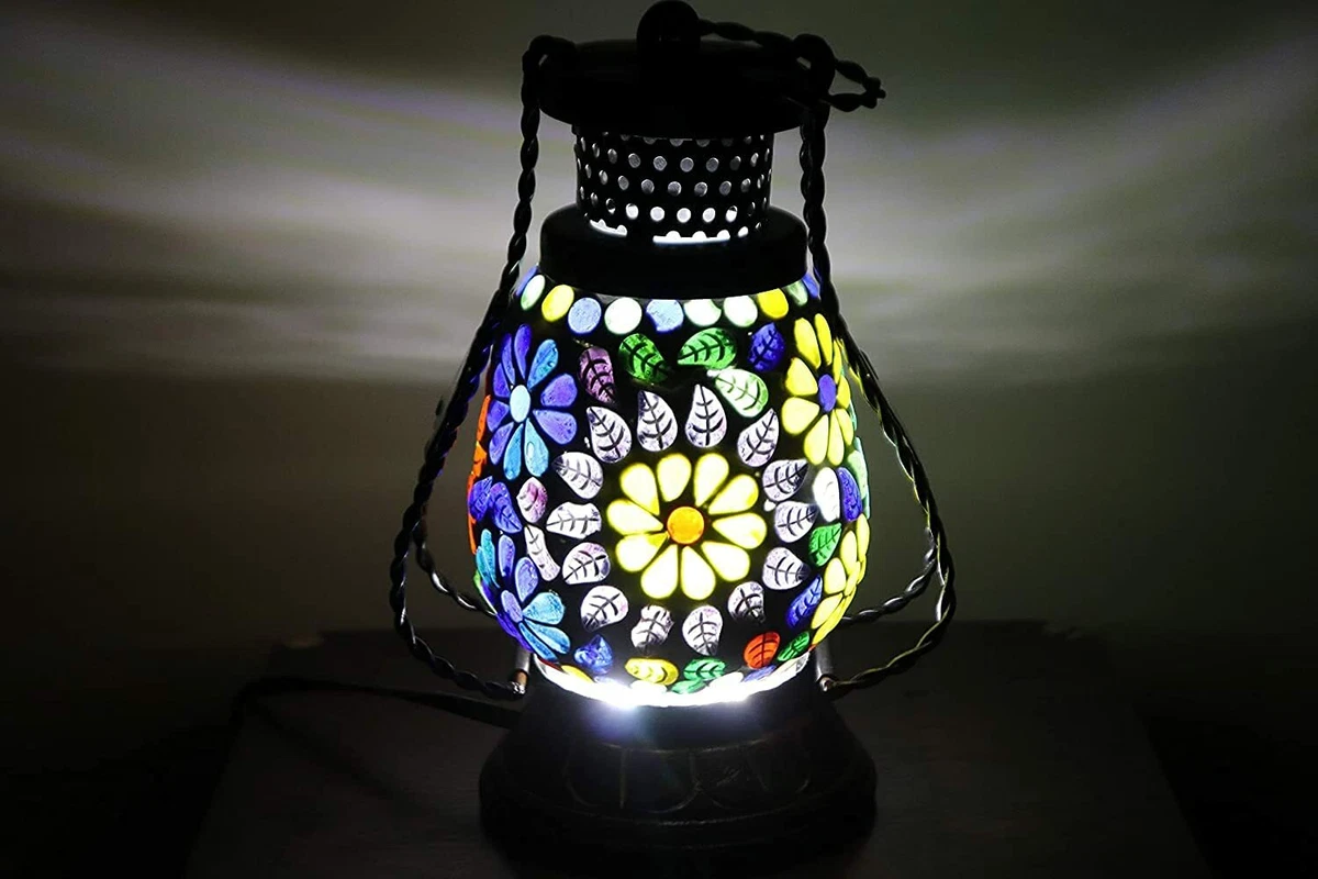 Wooden Lantern Hanging Electric Lamp Light for Table Diwali