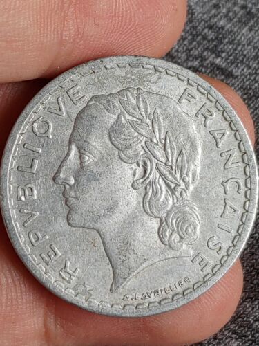 France 5 Francs 1947 B Aluminium Coin - Open 9 free UK post Kayihan coins T92 - Picture 2 of 2