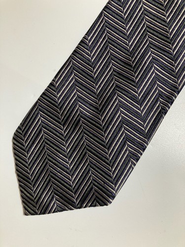 CRAVATTA DOLCE & GABBANA VINTAGE ANNI '90 INTRECCIATA A RIGHE GRIGIO CHIARO NERO ITALIA 100% SETA - Foto 5 di 12