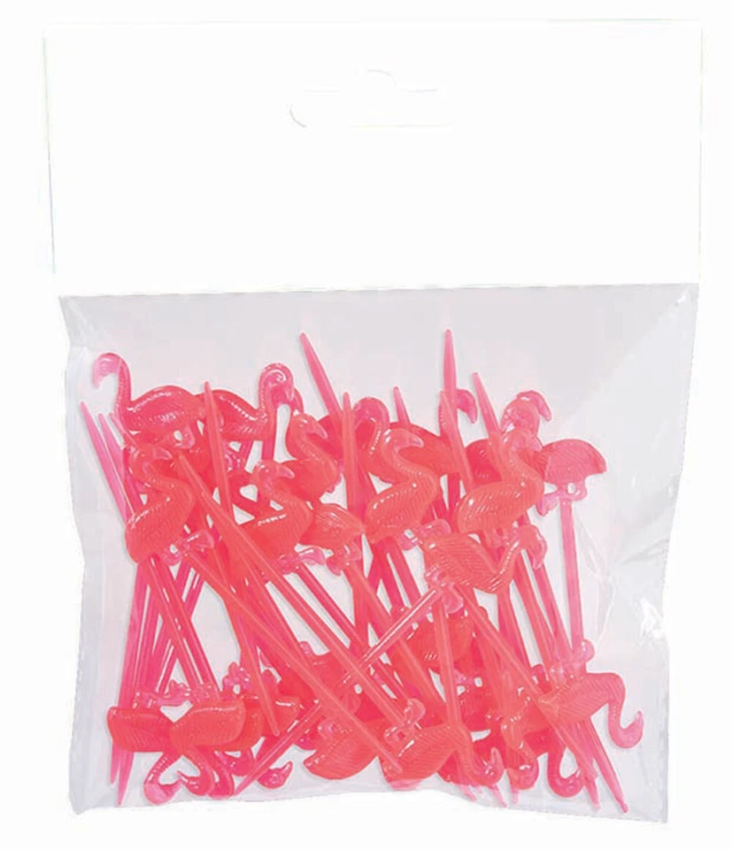 Flamingo Luau Fiesta de Verano Plástico 3" Cóctel Bebida Selecciones, 36 CT, Rosa Foto 3 de 3