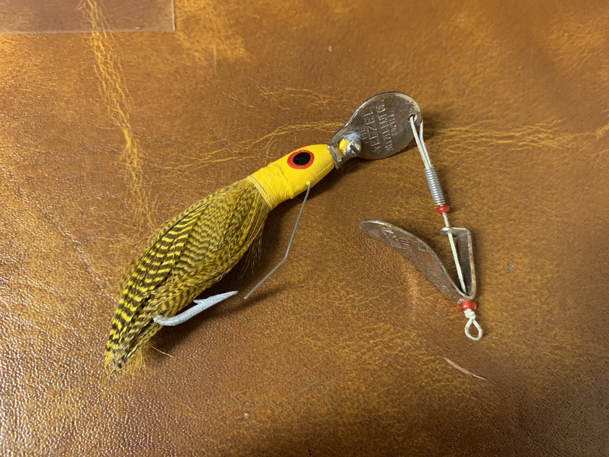 Vintage Weezel Bait Company The Weezle Fishing Lure Featherhead Yellow  Yellow