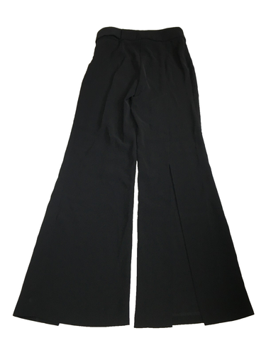 BEBE Womens sz 4 Black High Slit Cut Out Flare Legs Opposite Sides Belted Pant - Picture 13 of 16
