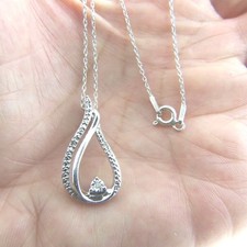 Diamond Pendant Necklace Sterling Silver 925
