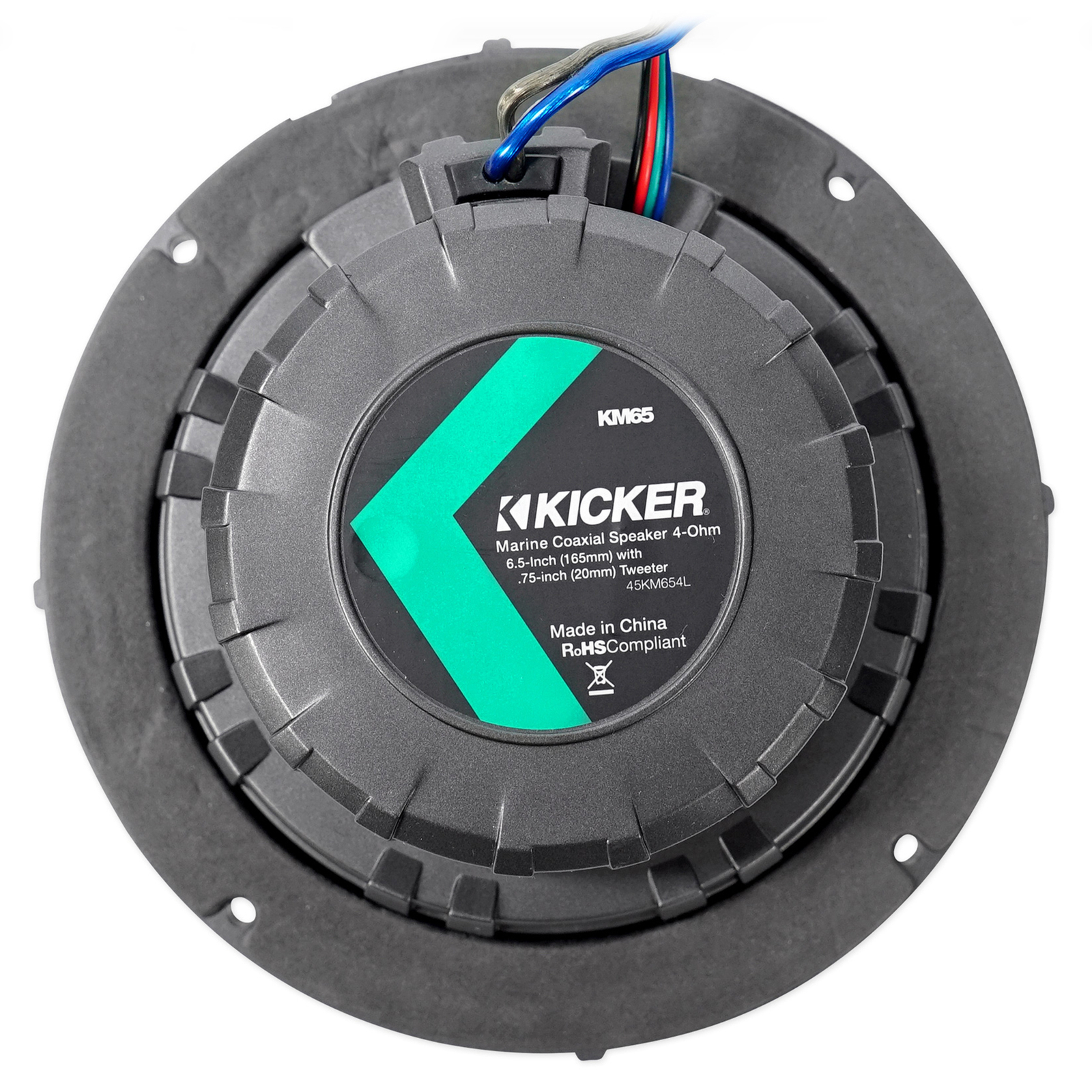 4 Морские светодиодные колонки KICKER 45KM654L 65 мощностью 390 Вт с угольно-белой решеткой KM65
