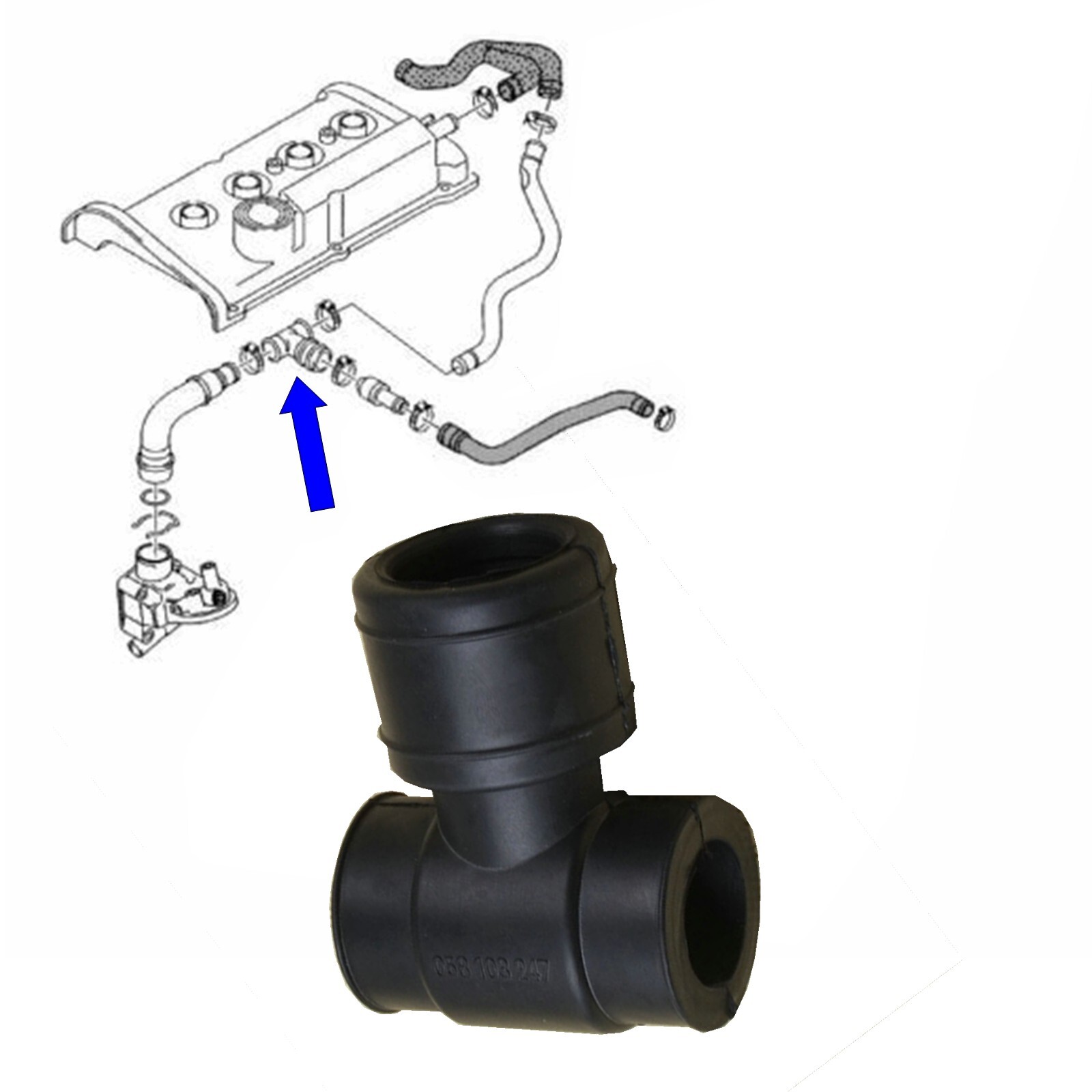 Breather Hose Tube T Junction 1.8T VW AUDI SEAT SKODA 06A103247  