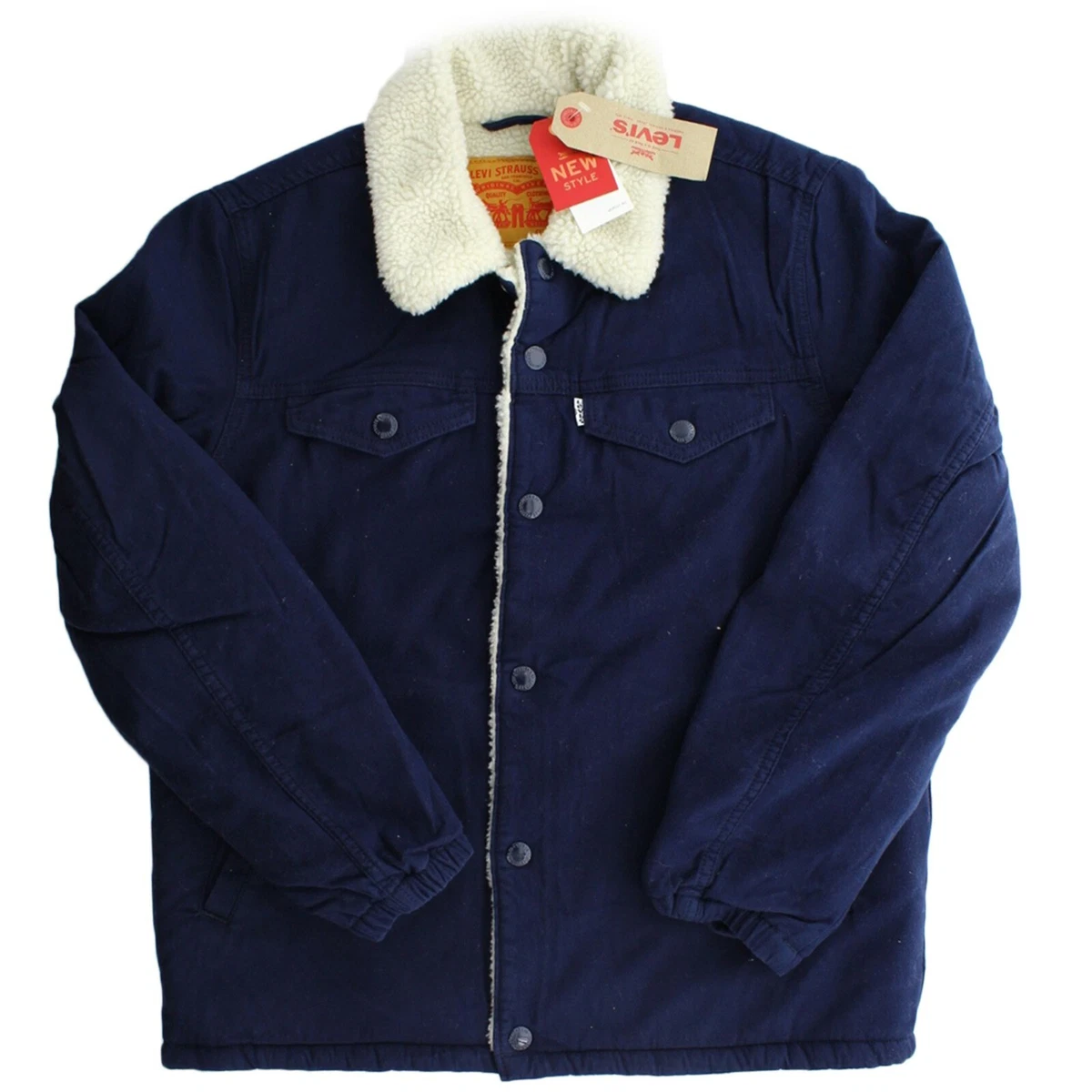 IFIKK Heren Denim Fleece Jas Winter Warm Bont Kraag Katoen Jas