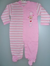 Schlafoverall Baby Pyjama mit Fuß Einteiler Gr. 50/56 100% Baumwolle rosa NEU!