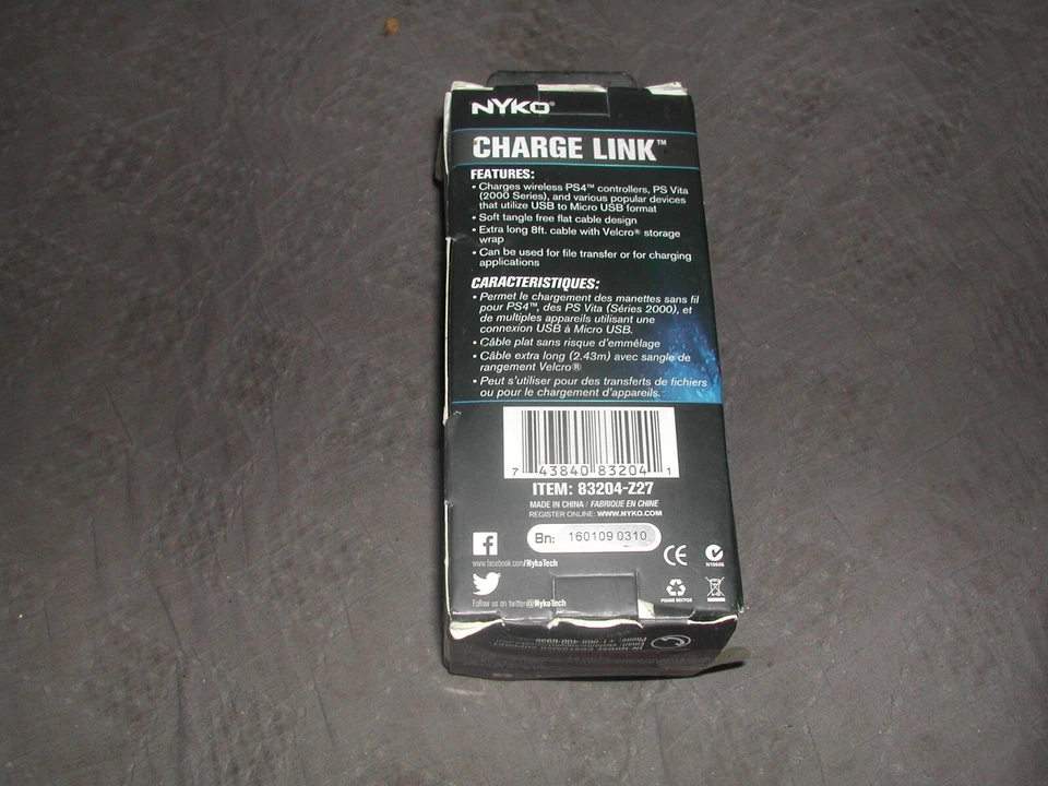 Nyko PS4 Charge Link Micro USB Cable for Sony PS4 Controller and Slim PS Vita - Image 2 of 3
