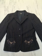 Vintage Donna Karan New York Wool Jacket Women’s Size 4 Navy - Dkny - Embroidery