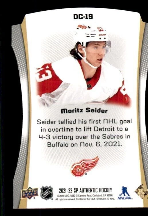 2021-22 SP Authentic Die Cuts #DC19 MORITZ SEIDER rOOKIE - Image 2 of 2