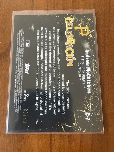 ANDREW MCCUTCHEN 2023 TOPPS CHROME REFRACTOR CELEBRACION GOLD 30/50 PIRATES SSP - Bild 2 von 2