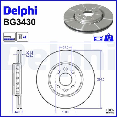 2x Bremsscheibe DELPHI BG3430 für RENAULT MEGANE CAPTUR LAGUNA SCÉNIC CLIO DACIA