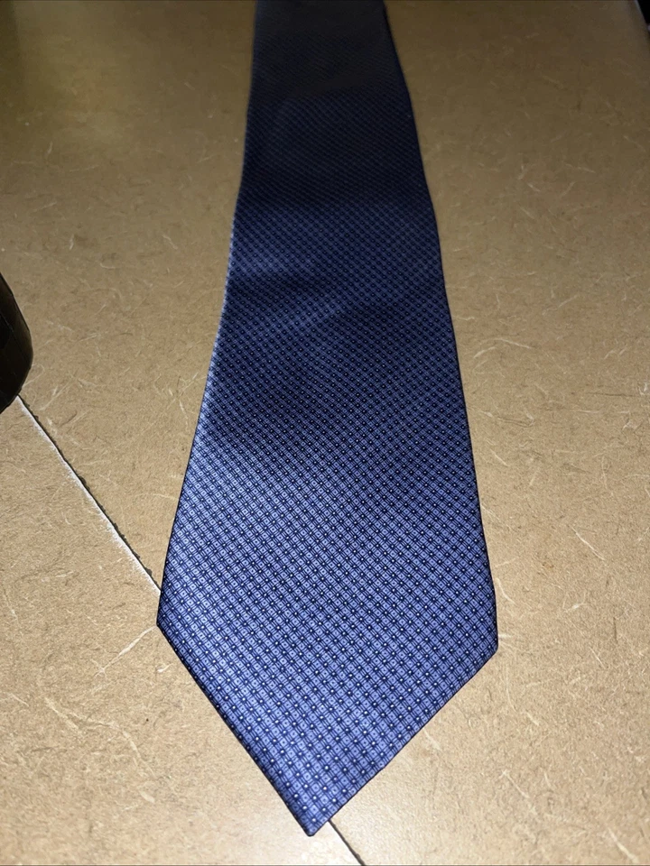 Corbata Donald Trump Signature 42" X 3,5” seda azul macizo diamante corbata Foto 4 de 4