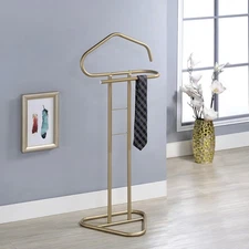 Kings Brand Furniture - Metal Suit Valet Stand, Clothes Rack Jacket Hanger, Gold