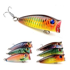 6PCS Minnow Fishing Lures Popper Crankbait Hard Artificial Swimbait Jig Hooks